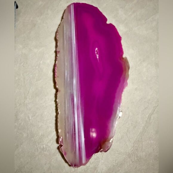 Pink Banded Agate Slice – Polished Crystal Display Stone 5.5” Vibrant Color - Picture 11 of 17